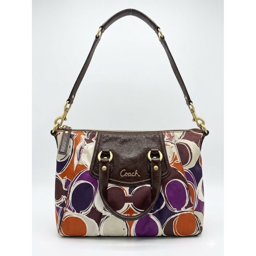 Coach Ashley Multicolor Scarf Print Satchel Bag - F20034
